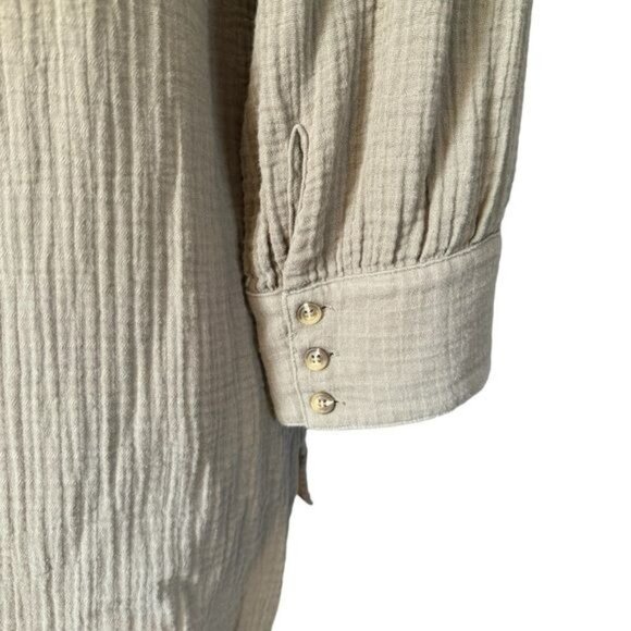Anthropologie Porridge Gauzy Tunic Button down in Taupe Size Medium EUC - Picture 10 of 13